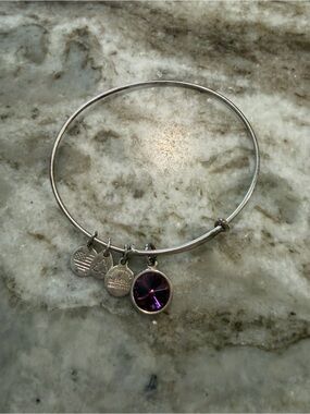 Silver Bangle ‘Alex and Ani’ Bracelet - February/amethyst charm